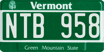 VT license plate NTB958