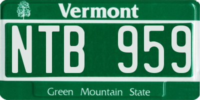 VT license plate NTB959