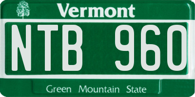 VT license plate NTB960
