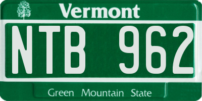 VT license plate NTB962