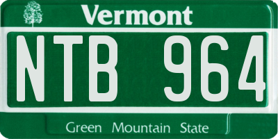 VT license plate NTB964