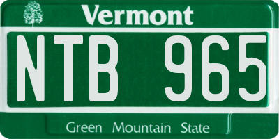 VT license plate NTB965