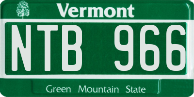 VT license plate NTB966