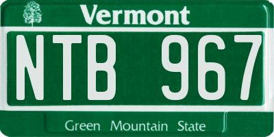 VT license plate NTB967
