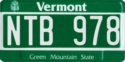 VT license plate NTB978
