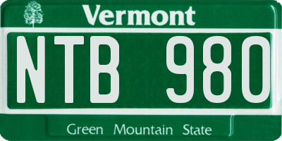 VT license plate NTB980