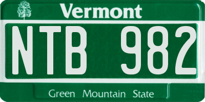 VT license plate NTB982