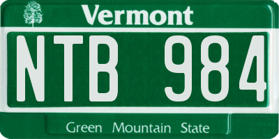 VT license plate NTB984