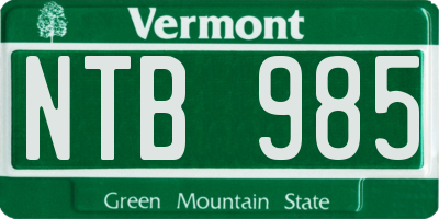 VT license plate NTB985