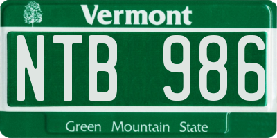 VT license plate NTB986