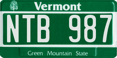 VT license plate NTB987