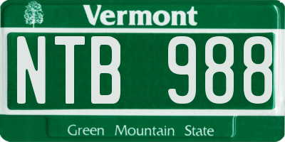 VT license plate NTB988