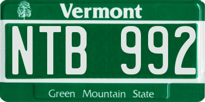 VT license plate NTB992