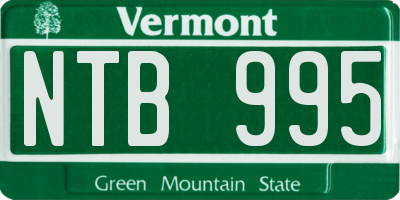 VT license plate NTB995