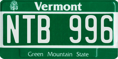 VT license plate NTB996