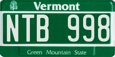 VT license plate NTB998