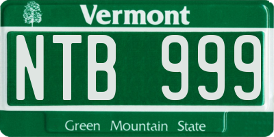 VT license plate NTB999