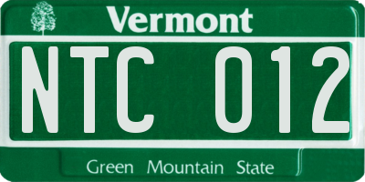VT license plate NTC012