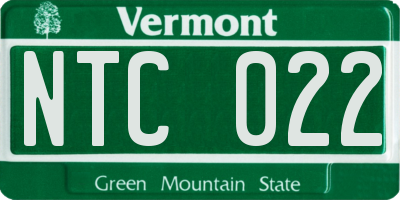 VT license plate NTC022