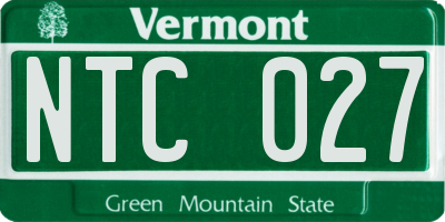VT license plate NTC027