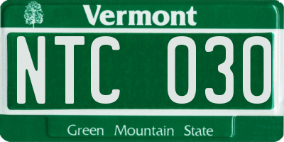 VT license plate NTC030