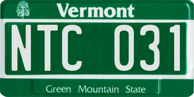VT license plate NTC031