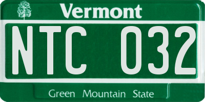 VT license plate NTC032