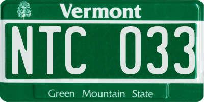 VT license plate NTC033