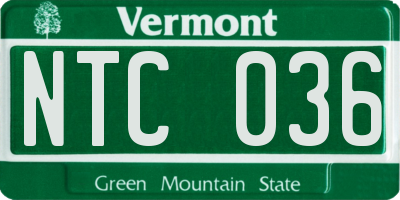 VT license plate NTC036