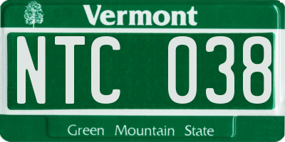 VT license plate NTC038