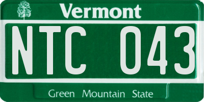 VT license plate NTC043
