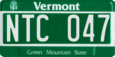 VT license plate NTC047