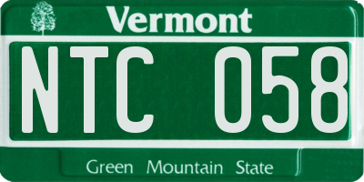 VT license plate NTC058