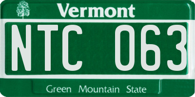 VT license plate NTC063
