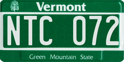 VT license plate NTC072