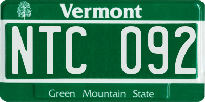 VT license plate NTC092