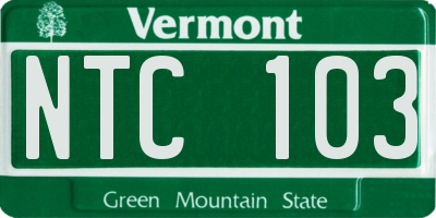 VT license plate NTC103