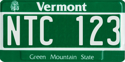 VT license plate NTC123