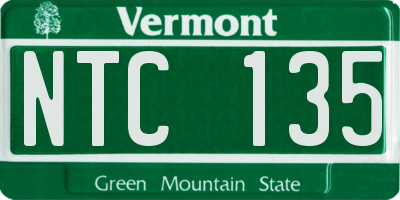 VT license plate NTC135