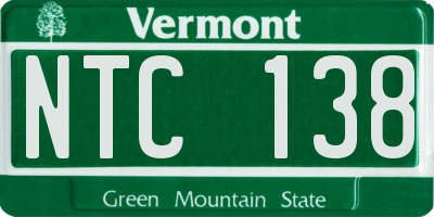 VT license plate NTC138