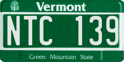 VT license plate NTC139