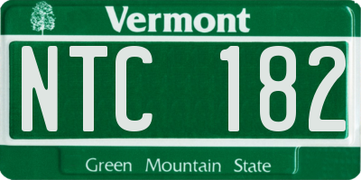 VT license plate NTC182