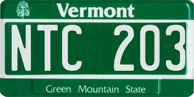 VT license plate NTC203