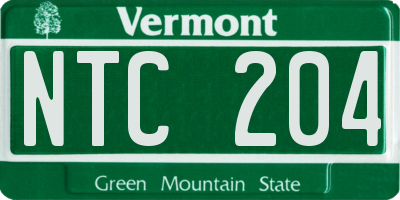 VT license plate NTC204