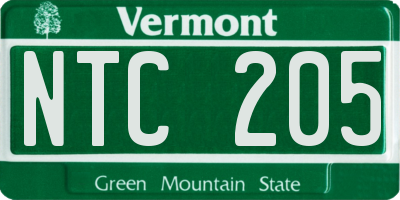 VT license plate NTC205