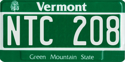 VT license plate NTC208
