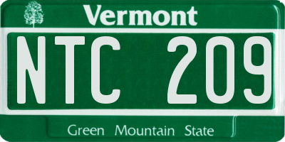 VT license plate NTC209