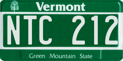VT license plate NTC212