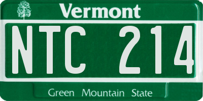 VT license plate NTC214