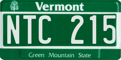 VT license plate NTC215